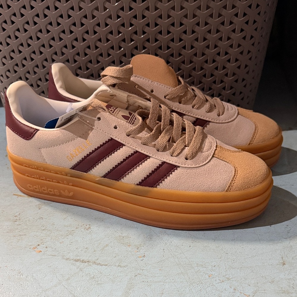 adidas Women's Platform Sneakers in Beige and Burgundy